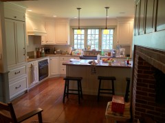 The new kitchen and renovated fireplace